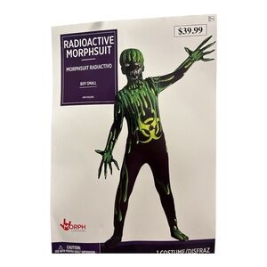 NWT Radioactive Morphsuit Child Costume Halloween Green Black Size Small 4-6